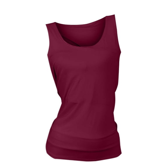 TODOZO Tank Top for Women 2025 Womens Summer Tops Summer Tops for Women Womens Tank Tops Back Hollow Round Neck Slim Fit Strapless Women's Vest Wine S