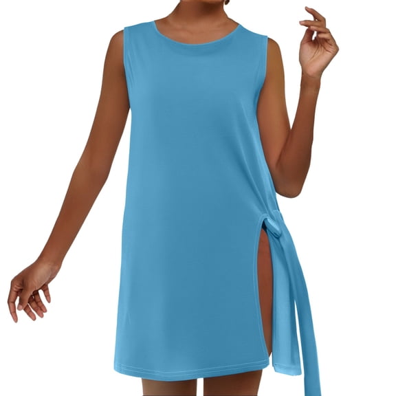 TODOZO Tank Top for Women 2025 Womens Summer Tops Summer Tops for Women Womens Tank Tops Sleeveless Slim Waistband Top with Hollowed Out Women's Clothing Sky Blue L