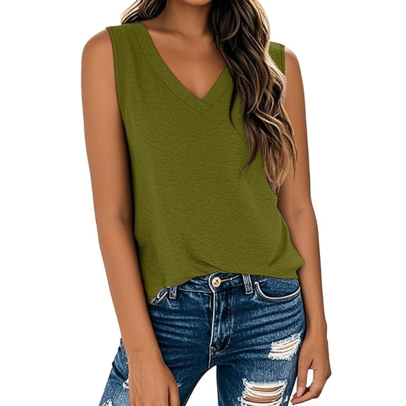 TODOZO Tank Top for Women 2025 Womens Summer Tops Summer Tops for Women Womens Tank Tops Women's Sleeveless T Shirt Print Vest 2025 Loose Casual V Neck Shirt Flowing Sleeveless Summer Top Bronze 3Xl