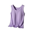 thumbnail image 1 of TODOZO Women Built-in Bra Tank Tops Sleeveless Casual Shirts Racerback Ribbed Fitted Tank Tops Round Neck Slim Fit Vest,Suitable for All Seasons Summer Tops Clothes Outfits 2025 Purple XXL, 1 of 2