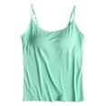 thumbnail image 1 of TODOZO Tank Tops for Women 2025 Built In Shelf Bra Adjustable Spaghetti Strap Summer Camisole Slim Fit Basic Sleeveless Tank Tops with Built-In Shelf Bra Stretch Undershirts Mint Green 6Xl, 1 of 5