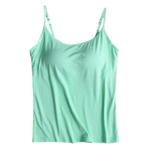 TODOZO Tank Tops for Women 2025 Built In Shelf Bra Adjustable Spaghetti Strap Summer Camisole Slim Fit Basic Sleeveless Tank Tops with Built-In Shelf Bra Stretch Undershirts Mint Green 3Xl