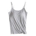 thumbnail image 1 of TODOZO Tank Tops for Women 2025 Built In Shelf Bra Adjustable Spaghetti Strap Summer Camisole Slim Fit Basic Sleeveless Tank Tops with Built-In Shelf Bra Stretch Undershirts Grey 3Xl, 1 of 3