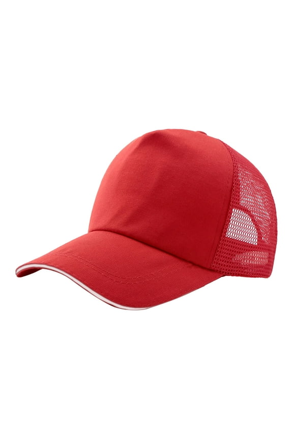 Trucker Hat Baseball Cap Snapback Fitted Hats for Men Women Snap Closure Design Breathable Mesh Side Durable Men's and Women's Summer Cotton Back Net Hat Fashion Casual Baseball Cap Red