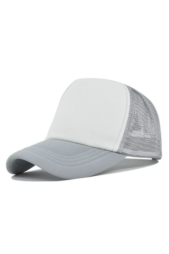 Trucker Hat Baseball Cap Snapback Fitted Hats for Men Women Snap Closure Design Breathable Mesh Side Durable Sponge Color Matching Simple Casual Peaked Cap Travel Holiday Sports Cap Grey