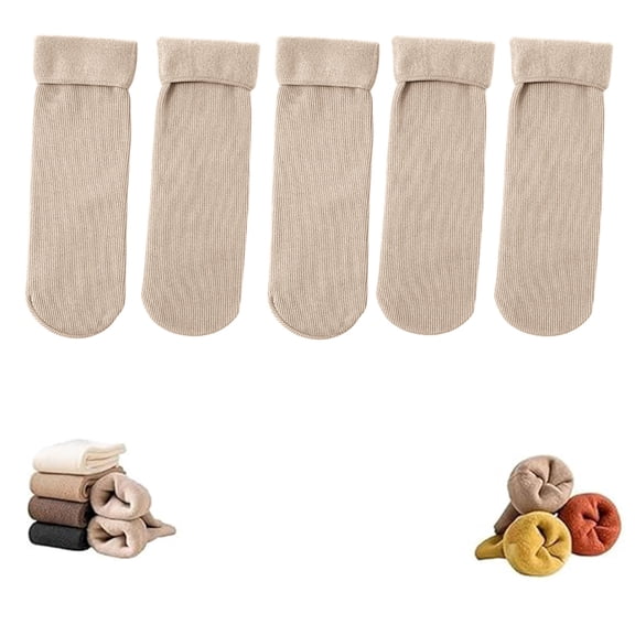 TODOZO Ultra Thin Thermal Velvet Slim Socks, Ultra Soft Velvet Slim Thermal Socks,Cozy Socks for Seniors Women,Thickened Warm Mid-Calf Plush Socks,Foracharm Sock,Thermal Velvet Sock Khaki One Size
