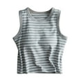 thumbnail image 1 of TODOZO Tank Tops for Women 2025 Built in Shelf Bra Racerback Summer Camisole U Neck Slim Fit Ribbed Sleeveless Crop Tops Workout Cute Tight striped Tank Tops Summer Clothes Teen Grey L, 1 of 7