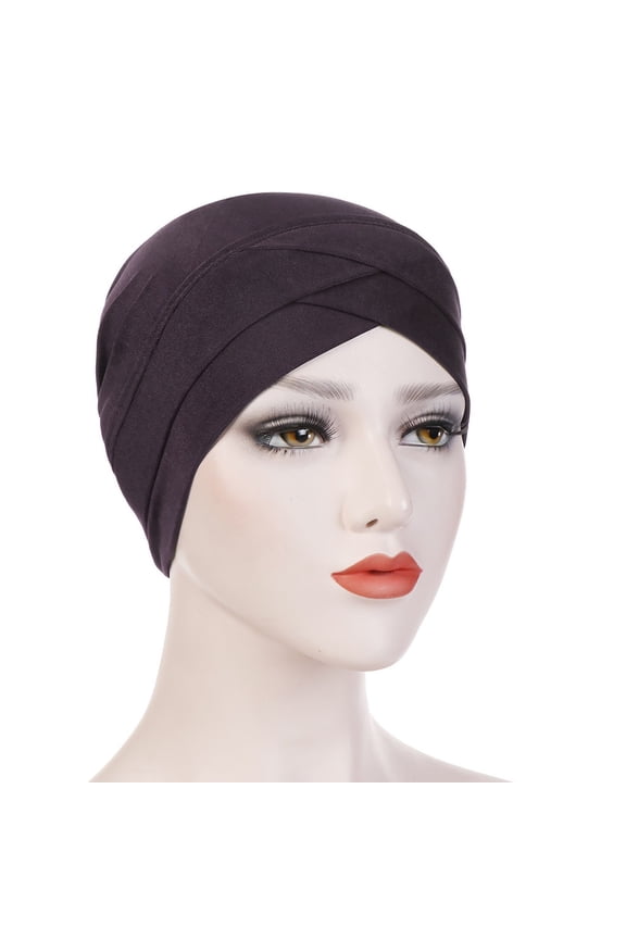 Women Headwrap Turban Chemo Cancer Headwear African Headwrap Hair Pre-Tied Turbans Fashion Head Covering Hat Turban Muslim Women Solid Cap Ruffle Wrap Baseball Caps Coffee One Size
