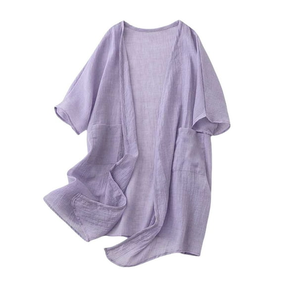 TODOZO Women's Beach Cover Up Swimsuit Kimono Pareo Sarong Beach Wear Dress for Summer Lightweight Cardigans for Women Summer Shirts for Women Trendy Summer Blouses for Women Casual Purple M