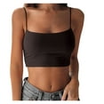 thumbnail image 1 of TODOZO Women's Crop Top Cami Camisole Summer Women Slim Sleeveless Backless Spaghetti Strap Tank Top Cute Y2K Scoop Neck Cami Tops Basic Going Out Crop Shirt Brown M, 1 of 6