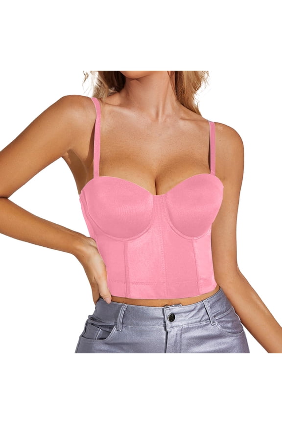 Women's Cut Strappy Gothic Bustier Tops Caged Cropped Top Going Out Tops for Women Summer Spaghetti Strap Bustier Corset Tops for Women Going Out Top Date Night Top Party Club Top Pink Xxl