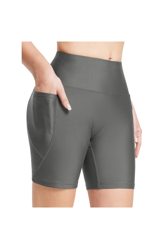 Women's High Waisted Swim Shorts with Side Pockets Upf50+ Board Swimsuit Shorts for Women Bathing Suit Bottoms Tummy Control Workout Shorts Women Atheltic Spandex Shorts for Yoga Gym