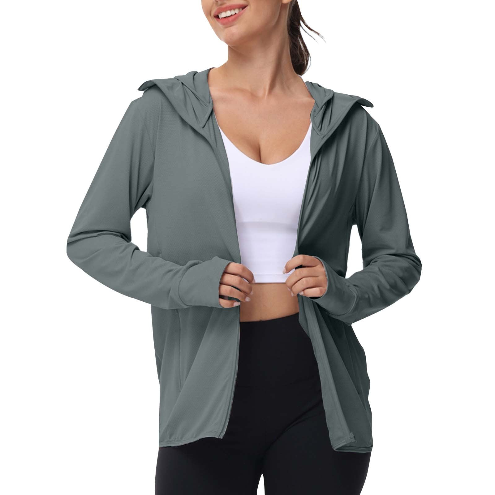 Altiland Women's Workout Zip Hoodie - Lightweight, UPF 50, With Side Pockets & Adjustable Hem