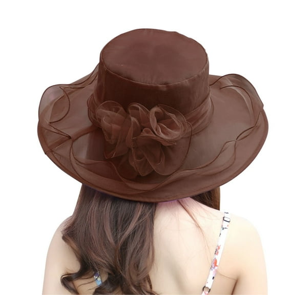 TODOZO Women's Organza Church Kentucky Derby Fascinator Bridal Tea Party Wedding Hat Derby Hats for Women Cloche Bowler Hat Cocktail Party Wedding Sun Hat Uv Protection Packable Wide Brim Hats Women'