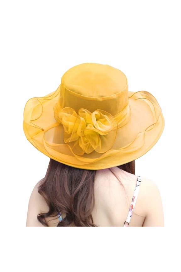 Women's Organza Church Kentucky Derby Fascinator Bridal Tea Party Wedding Hat Derby Hats for Women Cloche Bowler Hat Cocktail Party Wedding Sun Hat Uv Protection Packable Wide Brim Hats Women'