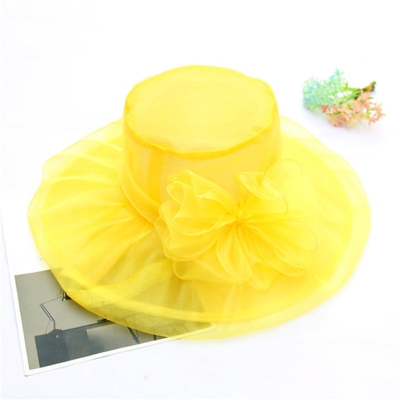 TODOZO Women's Organza Kentucky Derby Fascinator Hat Cloche Bowler Hat Cocktail Tea Party Wedding Sun Hat Wide Brim Dress Hat for Women Lady Tea Party Derby Noble Church Summer Ruffles Cap Spring Sum