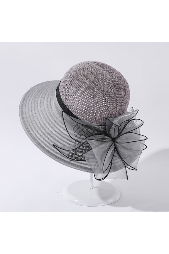 Women's Organza Kentucky Derby Fascinator Hat Cloche Bowler Hat Cocktail Tea Party Wedding Sun Hat Wide Brim Dress Hat for Women Lady Tea Party Derby Noble Church Summer Ruffles Cap Hat Bridal