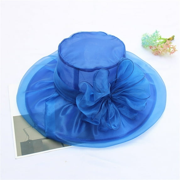 TODOZO Women's Organza Kentucky Derby Fascinator Hat Cloche Bowler Hat Cocktail Tea Party Wedding Sun Hat Wide Brim Dress Hat for Women Lady Tea Party Derby Noble Church Summer Ruffles Cap Spring Sum
