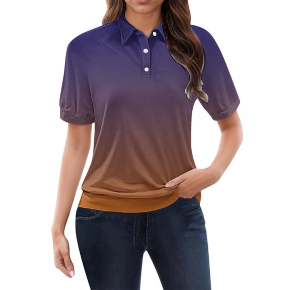 TODOZO Women's Polo Shirts Cotton 3-Button Short Sleeve Collared Tops Summer Cool Shirt Uniform Casual Shirts Tops for Trendy Short Sleeve Vacation Outfits Blouses Casual Summer Collared Shirts