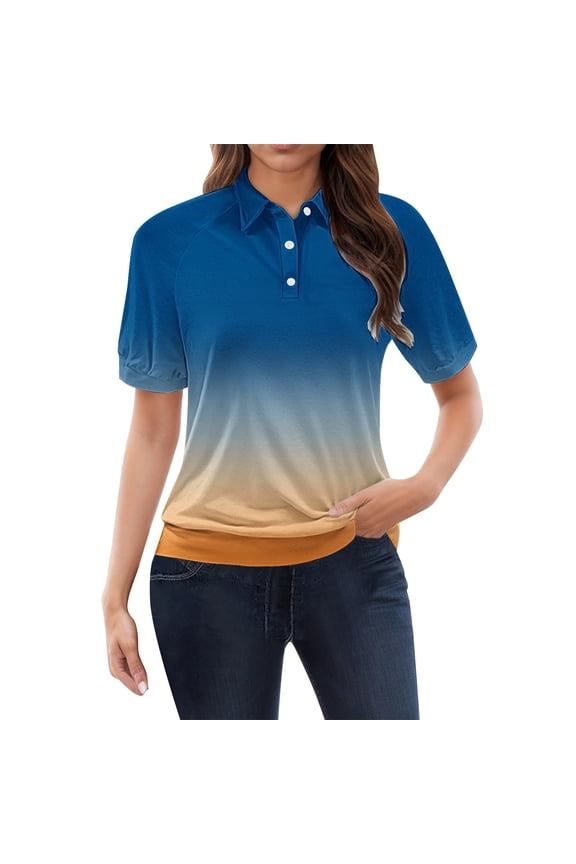 Women's Polo Shirts Cotton 3-Button Short Sleeve Collared Tops Summer Cool Shirt Uniform Casual Shirts Tops for Trendy Short Sleeve Vacation Outfits Blouses Casual Summer Collared Shirts