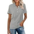 thumbnail image 1 of TODOZO Women's Polo Shirts Cotton 3-Button Short Sleeve Collared Tops Summer Cool Shirt Uniform Casual Shirts Women's Short Sleeve Shirts Summer Down Collared Tops Casual Loose Tees Grey 4Xl, 1 of 6