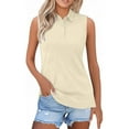 thumbnail image 1 of TODOZO Women's Sleeveless Golf Polo Shirts Collared 3 Buttons Quick Dry Collared Polo Shirts Tennis Athletic Tank Tops Shirts Sleeveless Polo Shirts for Women Beige L, 1 of 5