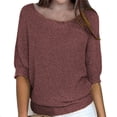 thumbnail image 1 of TODOZO Women's Summer Casual Crewneck Batwing Half Sleeve T-Shirts Solid Color Loose Fit Cute Basic Flowy Tops Tees Loose Fit Pullover Sweaters Blouses Shirts for Women Trendy Summer Brown 4Xl, 1 of 5