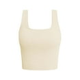 thumbnail image 1 of TODOZO Women's Tank Tops Ribbed Seamless Workout Exercise Shirts 2025 Summer Basic Camis Square Neck Going Out Tops Crop Workout Tops Athletic Tops for Women Soft Low Back Cropped Tops Beige L, 1 of 3