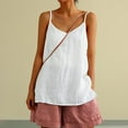 thumbnail image 1 of TODOZO Womens Cotton Linen Tank Tops Casual Cami Sleeveless Blouses Summer Basic Spaghetti Strap Tank Shirt Summer Loose Comfy Camisole for Women Sleeveless Shirt Tank Top Boho Holiday Vest, 1 of 6