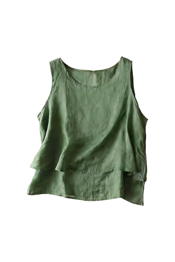Womens Cotton Linen Tank Tops Pullover Shirts Casual Summer Gauze Shirt Racerback Tops Solid Color T Shirts Mexican Shirts Cute Spring Summer Tops for Women 2026 Peasant Boho Clothes Green XL