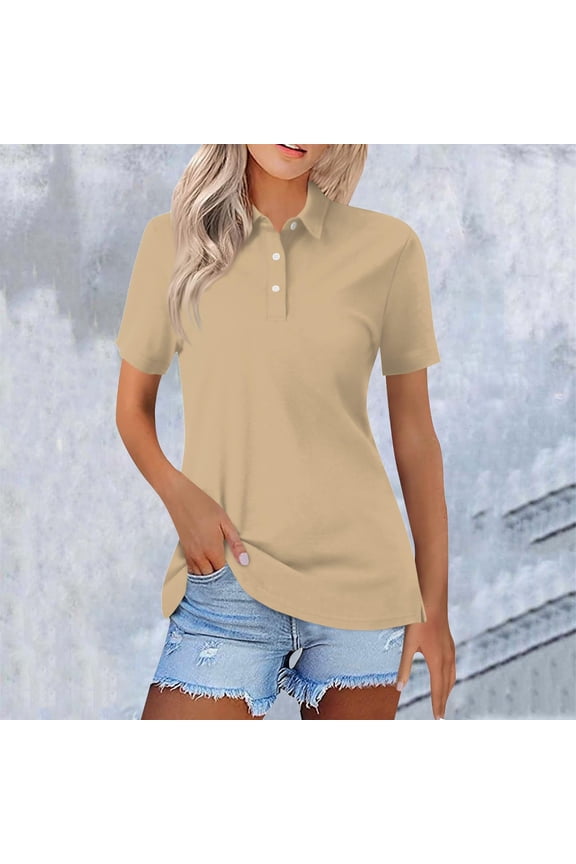 Womens Polo Shirts Short Sleeve Button Lapel Collared Summer Tops Business Casual Basic Tees Golf Polo Shirts Collared Short Sleeve Tennis Tops Lightweight Dressy Casual Work Tops 2025