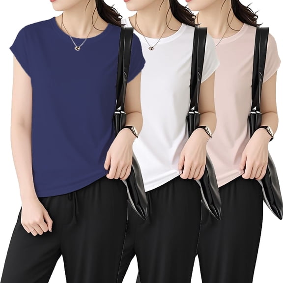 TODOZO Workout Tops for Women Loose Fit Breathable Lightweight Quick Dry Tennis Running Crew Neck Tee Women's Cotton Crew Neck T Shirt Soft Breathable Everyday Basic Tee Lightweight Casual Shirt