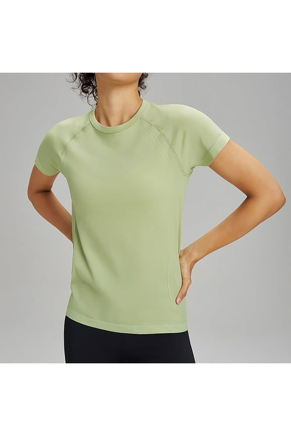 Workout Tops for Women Loose Fit Breathable Lightweight Quick Dry Tennis Yoga Running Crew Neck Tee Women's Outdoor Yoga T Shirt Solid Color Sportswear Casual Drying Fitness Training