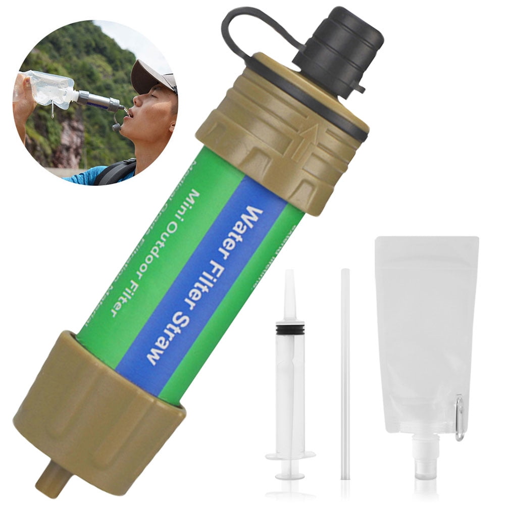 Outdoor Survival Water Filter Water Straw Water Micro Filter System Water Purifier Outdoor Activities Emergency Life, Men's, Green