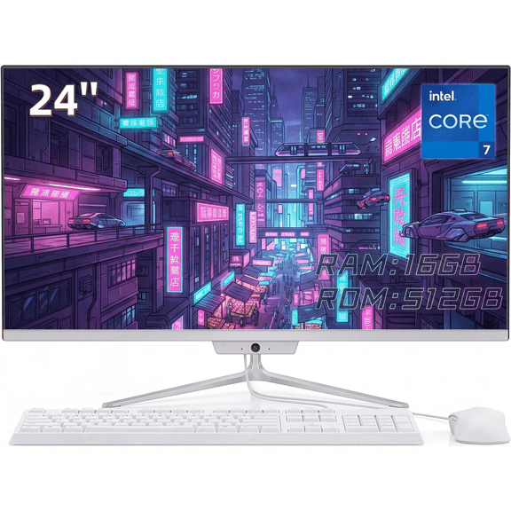 TOEMAAGIC All-in-One Desktop 24 FHD Display, Intel Core i7 Processor Up to 4.0GHz, 16GB RAM 512GB SSD Windows 10 with Keyboard and Mouse