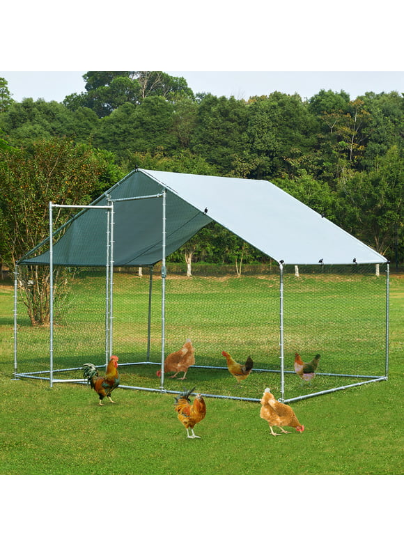 TOETOL Extra Large Metal Chicken Coop Walkin Hen Run House Cage