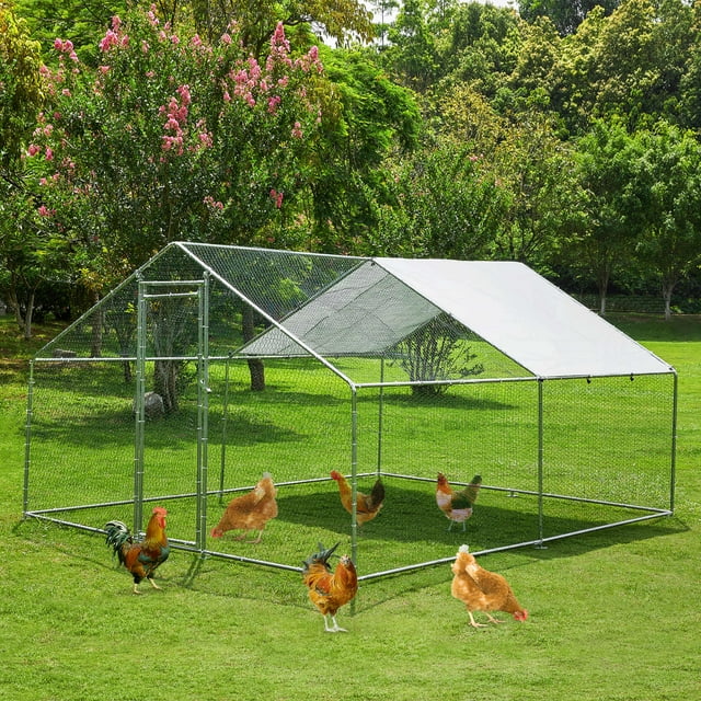 TOETOL Extra Large Metal Chicken Coop, Walkin Poultry Cage, Hen House, Rabbit Habitat, Spire