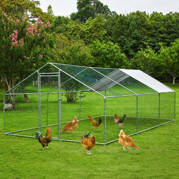 TOETOL Extra Large Metal Chicken Coop Walkin Poultry Cage Hen Run House Rabbits Habitat Cage Spire Shaped Coops