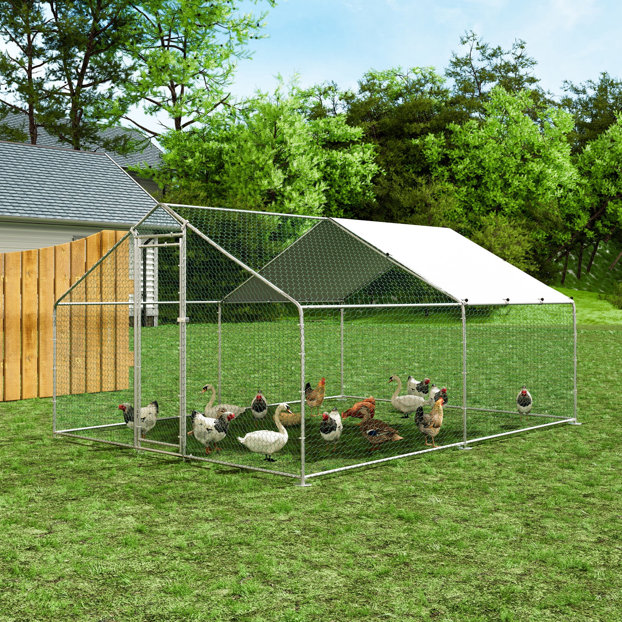 Walmart discount codes: TOETOL Extra Large Metal Chicken Coop, Walk-in Poultry Cage, Hen House, Rabbit Habitat, Spire Shaped Coops