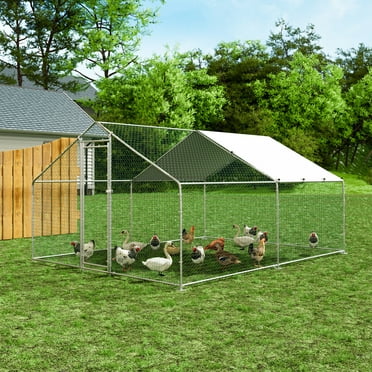TOETOL Extra Large Metal Chicken Coop Walkin Poultry Cage Hen Run House Rabbits Habitat Cage Spire Shaped Coops