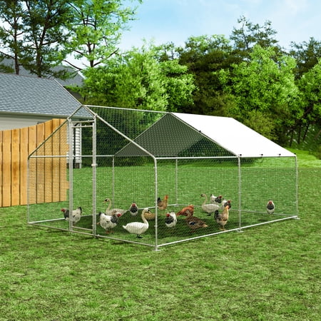 TOETOL Extra Large Metal Chicken Coop Walkin Poultry Cage Hen Run House Rabbits Habitat Cage Spire Shaped Coops