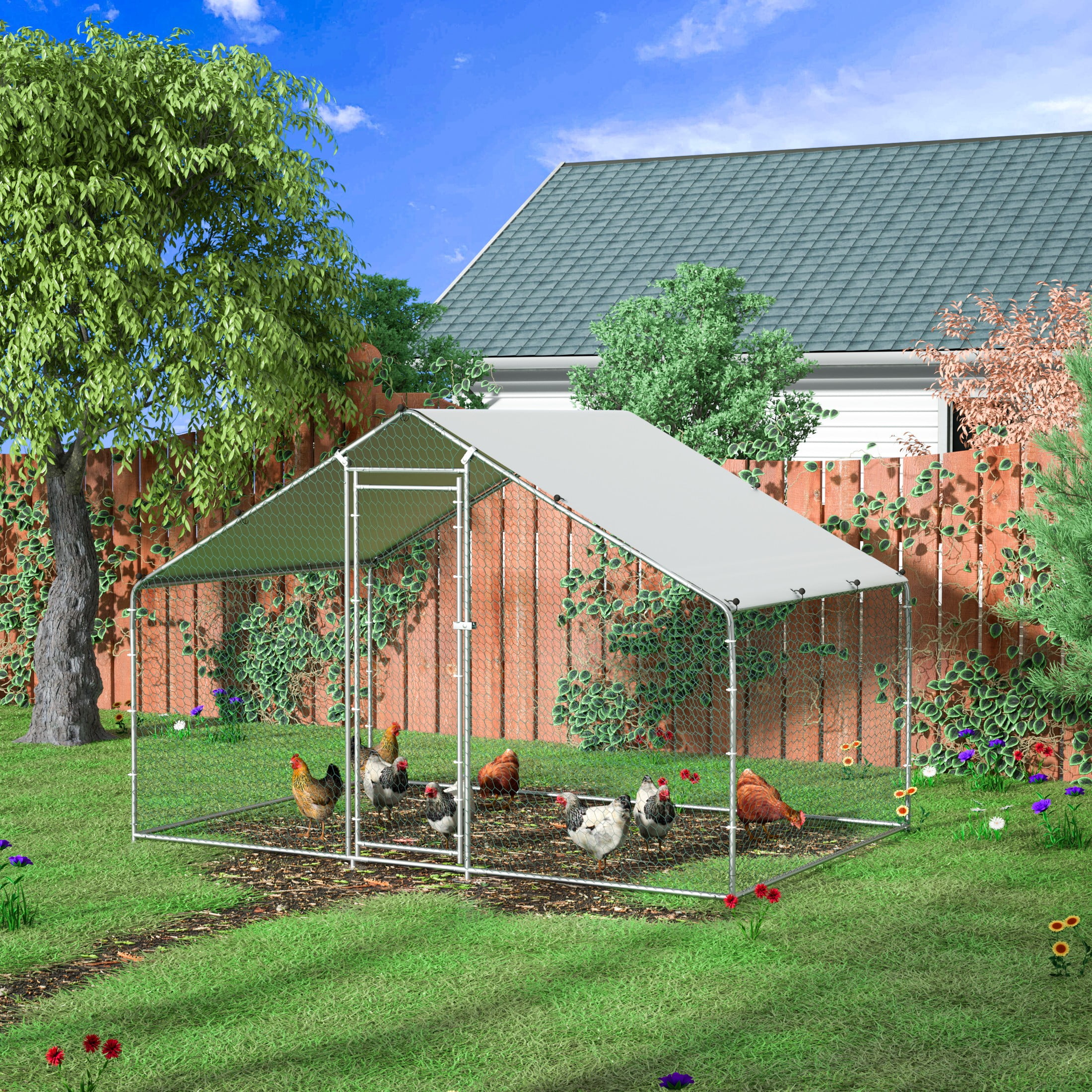 Free Shipping! TOETOL Large Metal Chicken Coop, Walk in