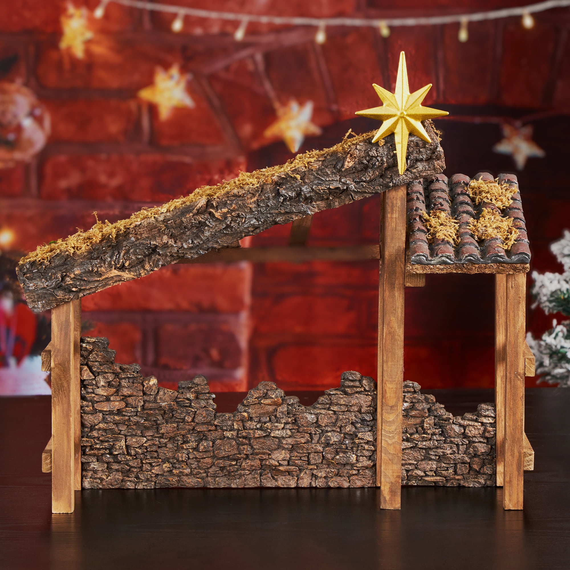 TOETOL Manger for Nativity Set for Inside Resin Scale Holy Family