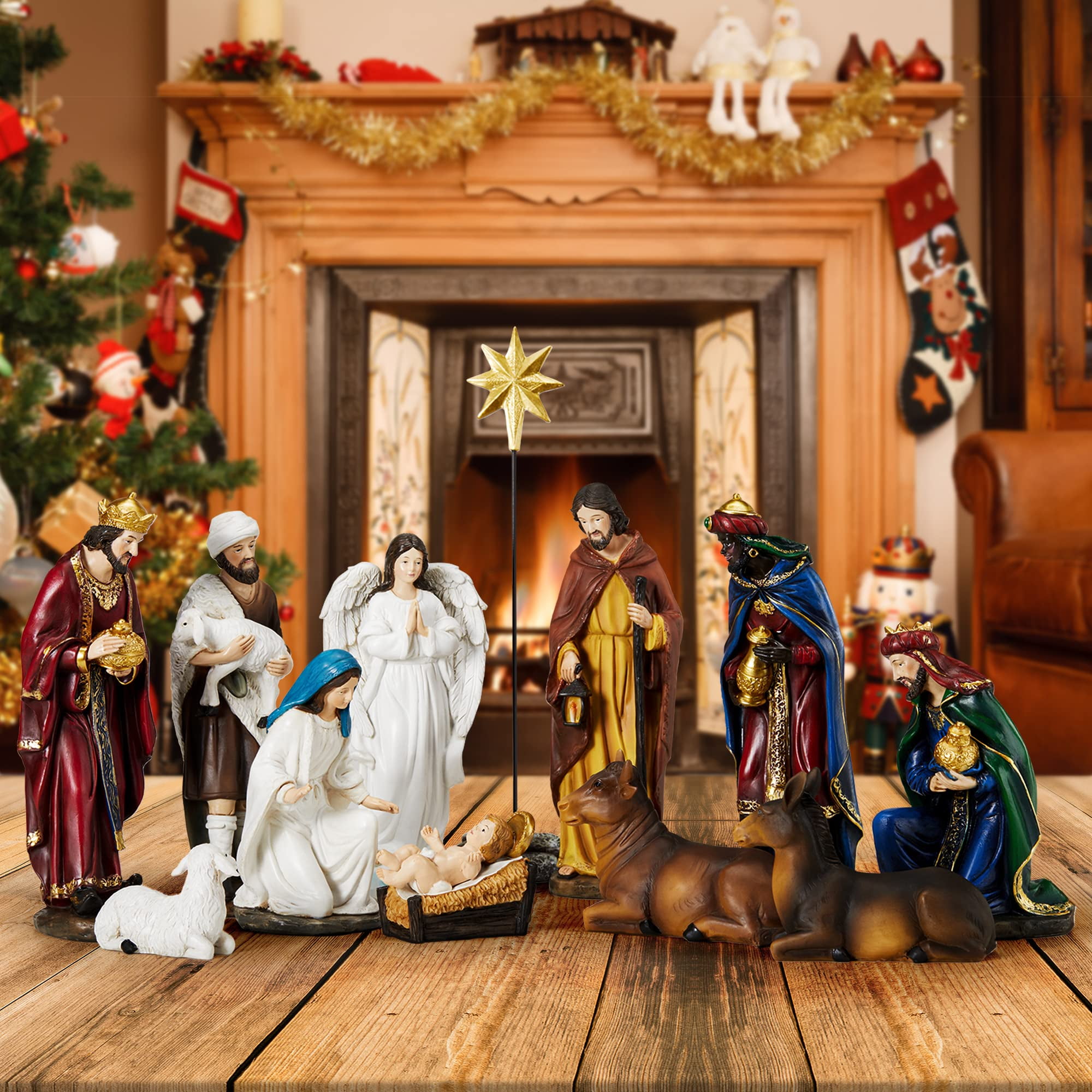 Free shipping toetol nativity sets for christmas indoor resin set hand