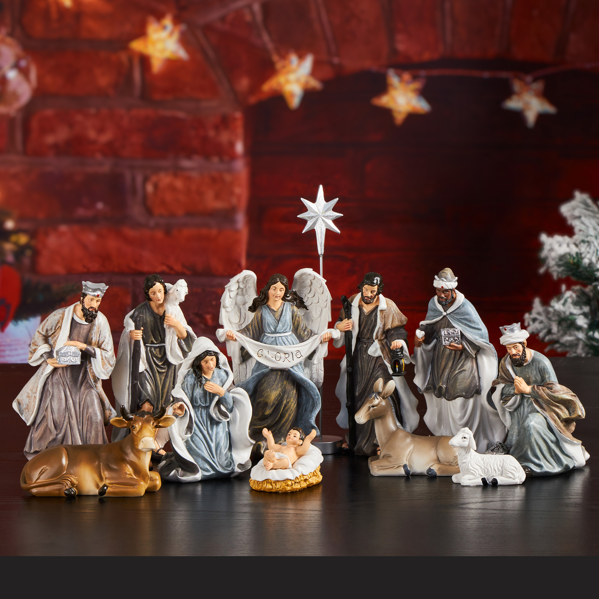 7Piece Assorted Figurine Resin Nativity Set