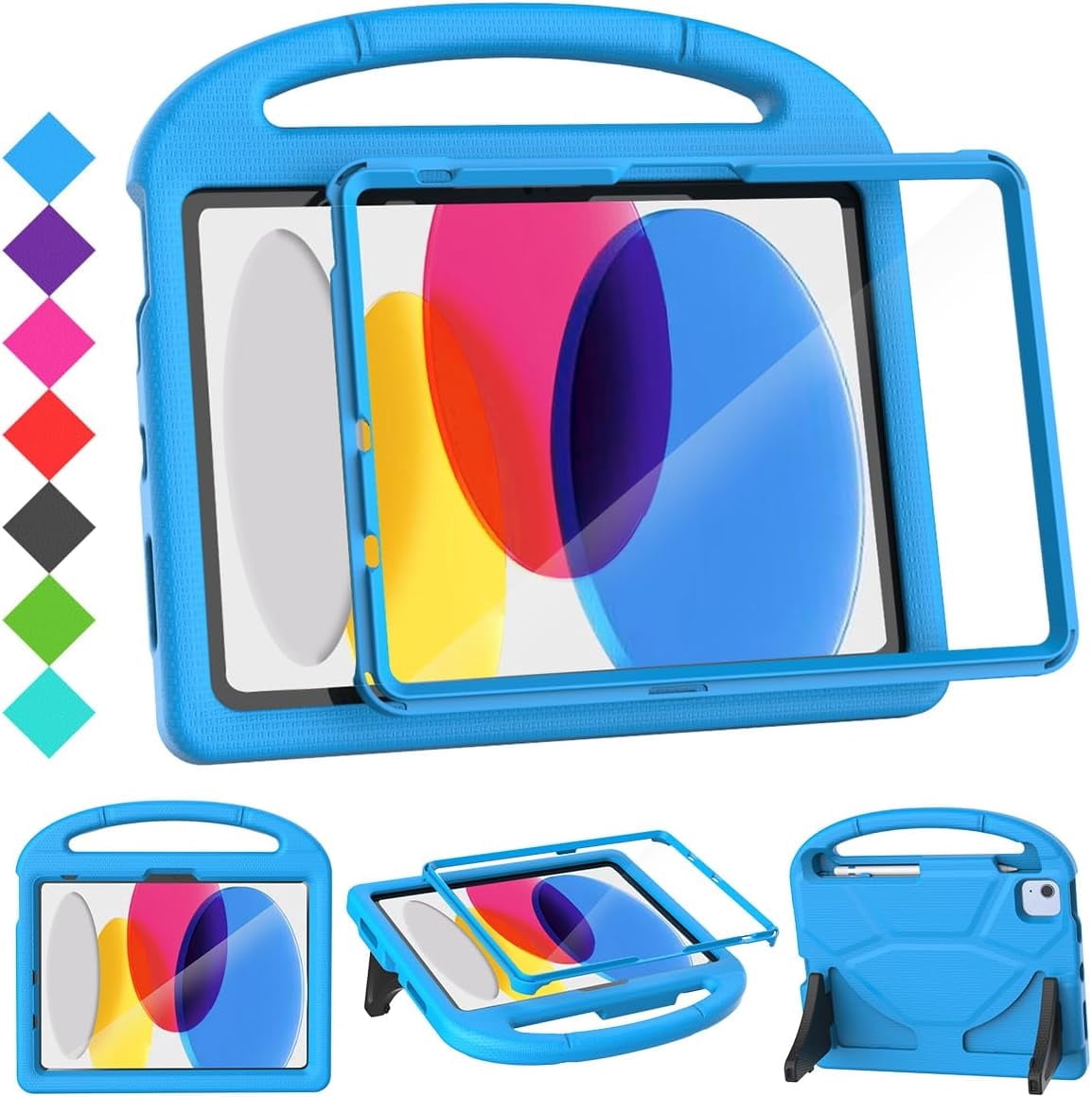 TOEVEK, Kids iPad Case, Model A3354, Shockproof Handle Stand Blue ...