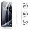thumbnail image 1 of TOEVER 3 Pack Screen Protector for iPhone 15 Pro Max & 3 Pack Camera Lens Protector, 9H Hardness HD Clear Tempered Glass Screen Protector for iPhone 15 Pro Max [3+3], 1 of 6