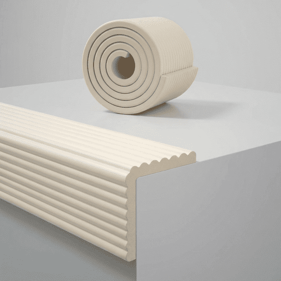 TOEVER Extra-Wide 7.9" Edge Protector, 6.56FT x 0.47" Thick Proofing Corner Guards, W-Shaped NBR Foam Safety Bumper for Fireplace Table Cabinet, Beige