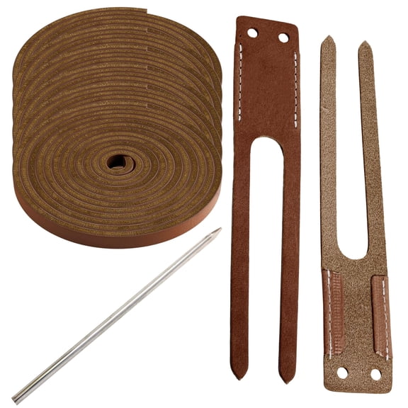 TOFL Baseball Glove Lace Kit | 6 Leather Glove Laces, a Lacing Needle, Set of Thumb & Pinky Straps | Heavy Duty Cowhide for Baseball & Softball Glove Relacing Kit | Brown