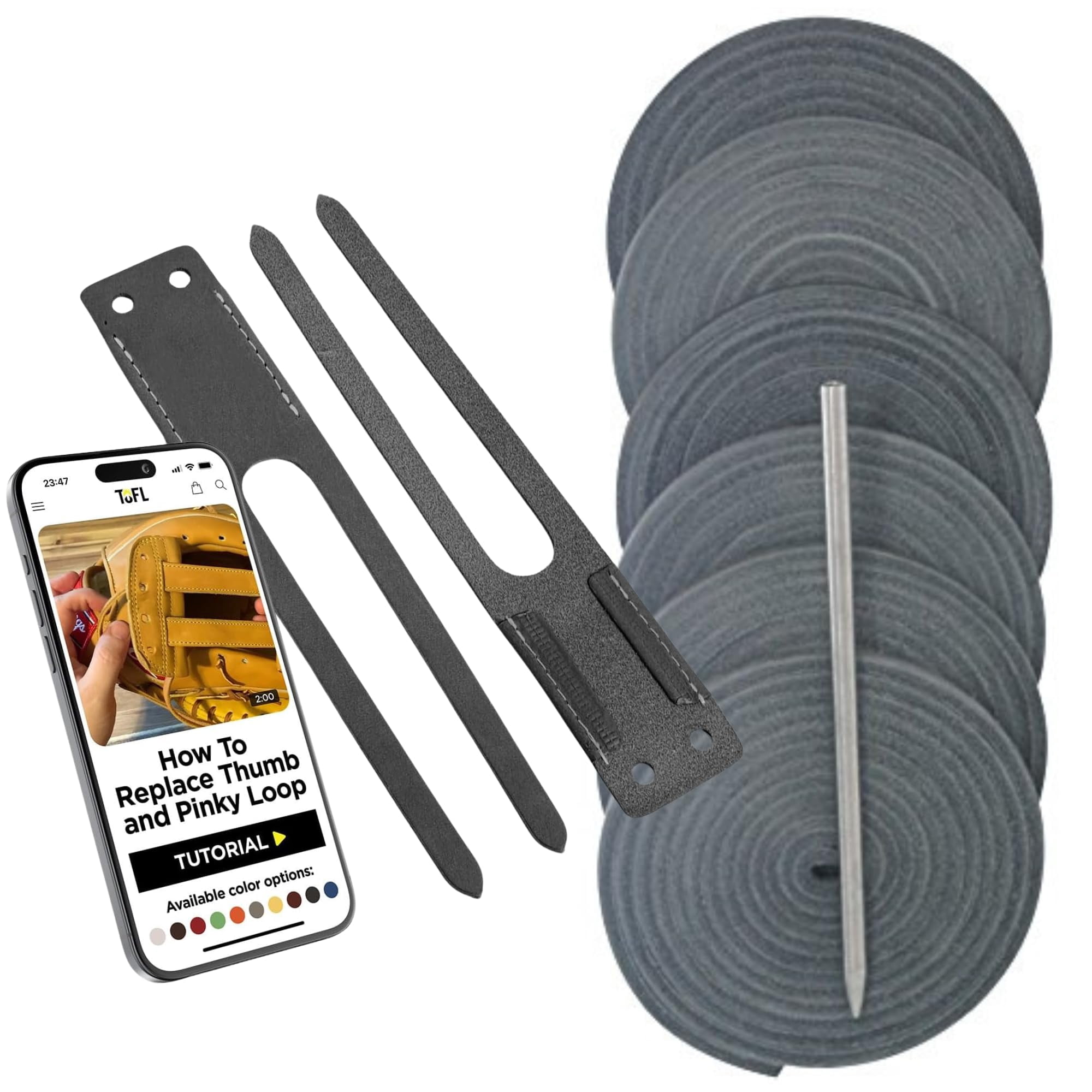 TOFL Baseball Glove Lace Kit | 6 Leather Glove Laces, a Lacing Needle ...